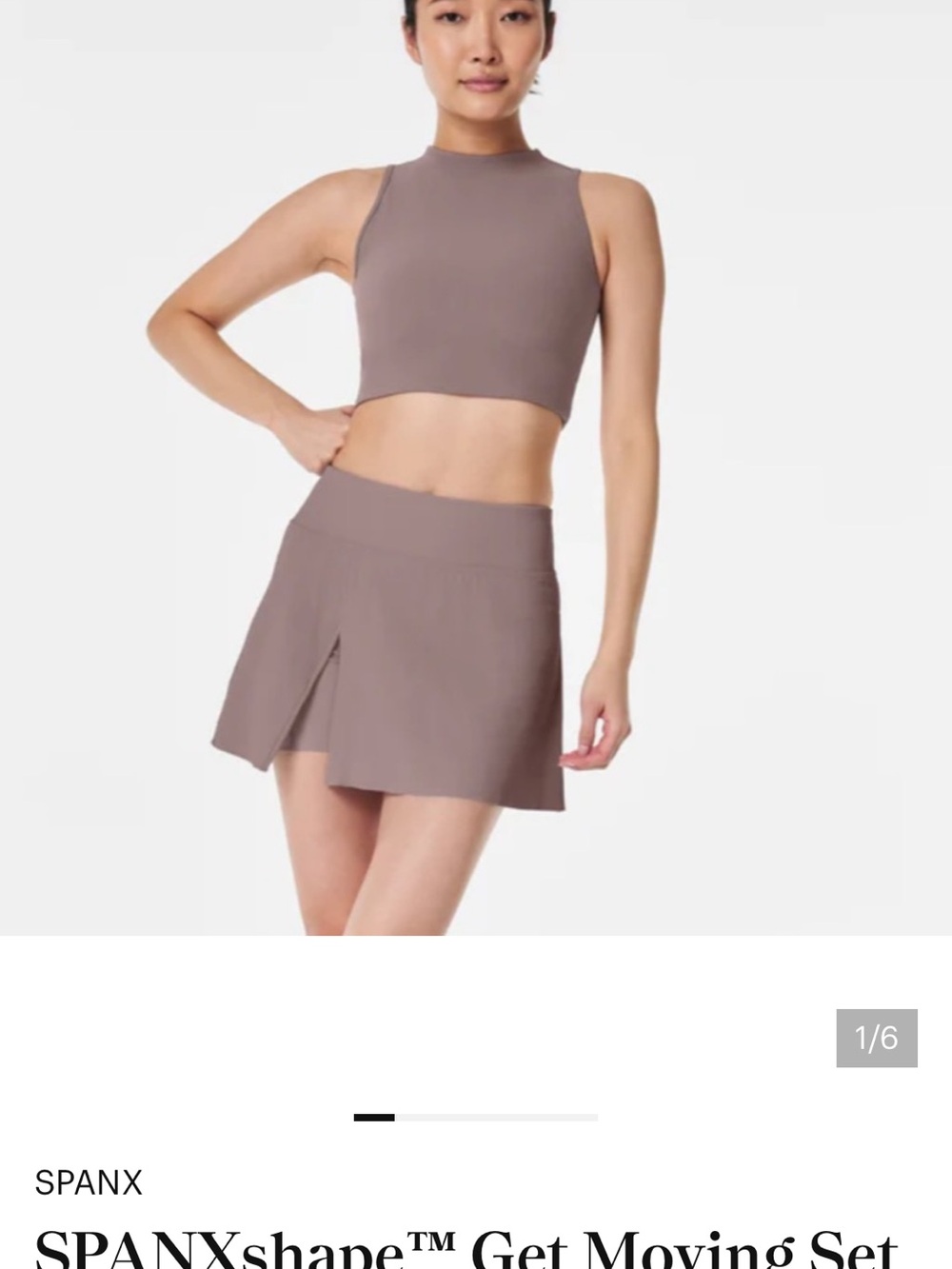 NWT SPANX Mauve-Taupe Crop Tank and Skort Active Set